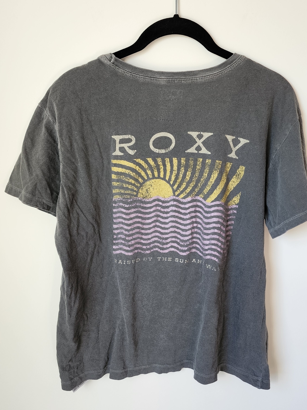 Roxy Gray Graphic Tee with Sunrise Print